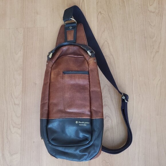 Master-piece All Leather Crossbody Sling – Made in Japan (Brown/Black) - Picture 1 of 8
